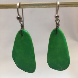 Green Stone Teardrop Dangle Earrings